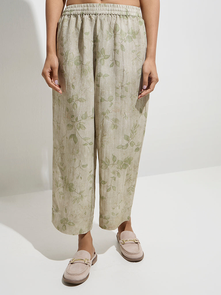 Zuba Sage Leaf Design Palazzos