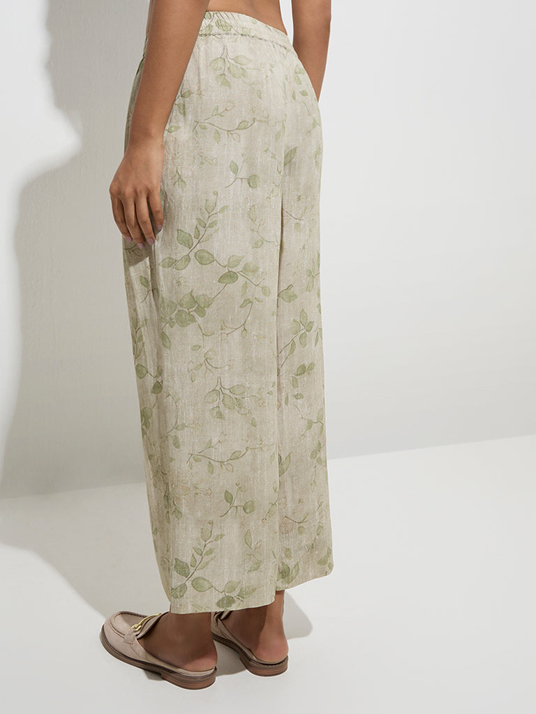 Zuba Sage Leaf Design Palazzos