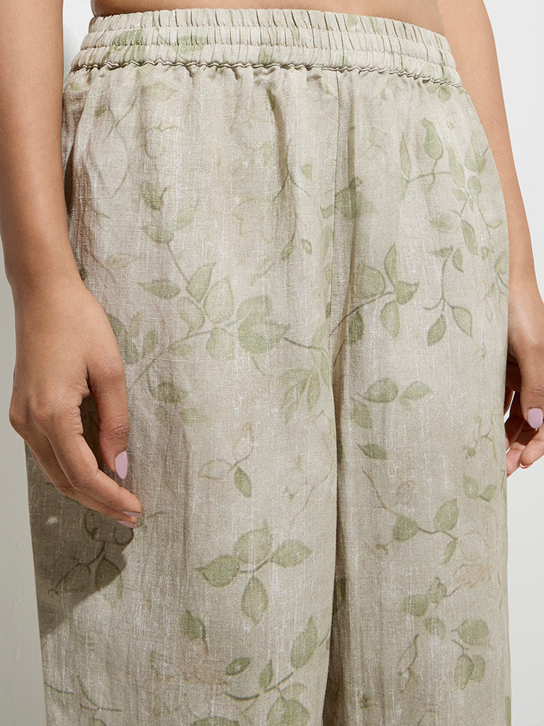 Zuba Sage Leaf Design Palazzos