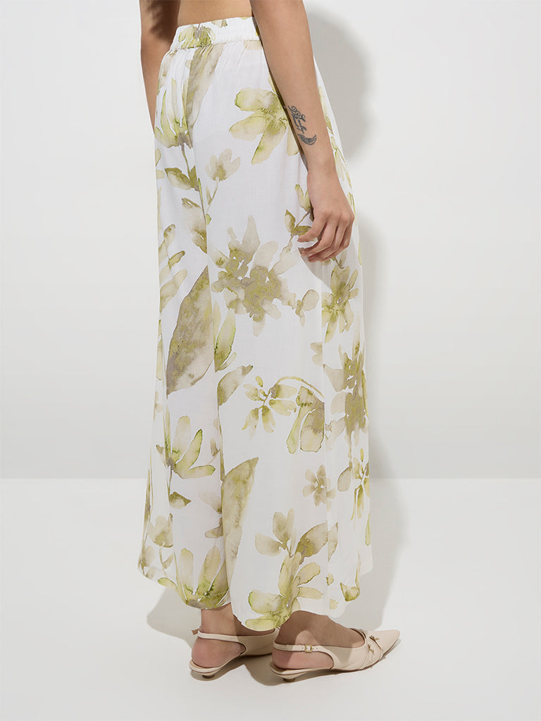 Zuba Green Floral Printed Palazzos