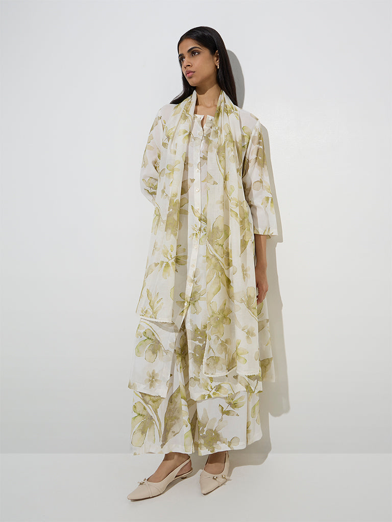 Zuba Green Floral Printed Palazzos