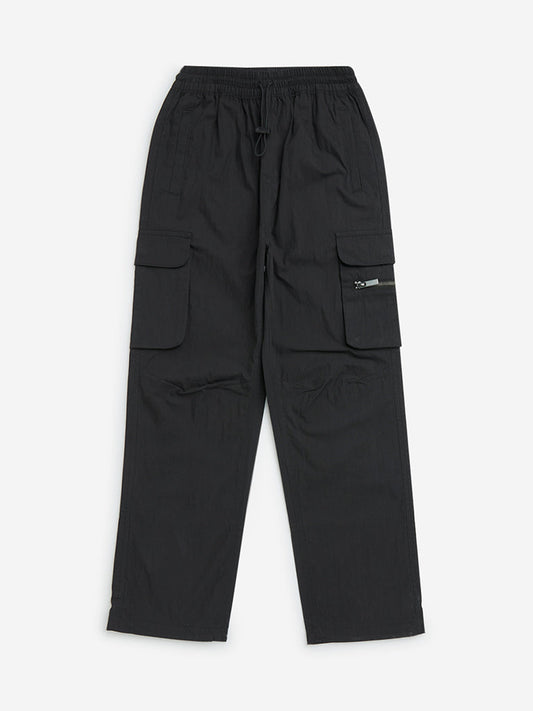 Y&F Kids Black Cargo-Style Mid-Rise Cotton-Blend Pants