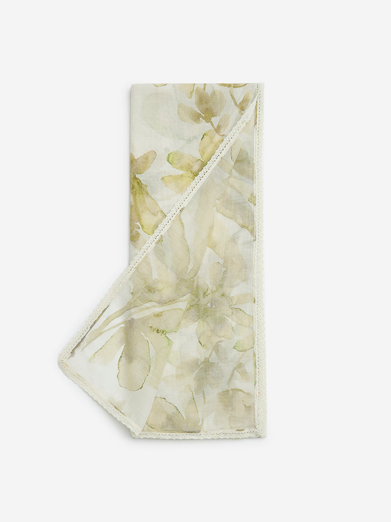 Zuba Green Floral Design Stole