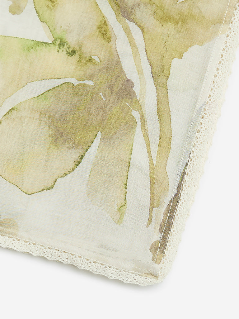 Zuba Green Floral Design Stole