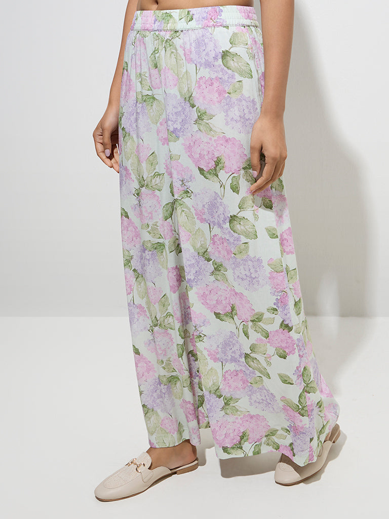 Zuba Multicolour Floral Design Palazzos