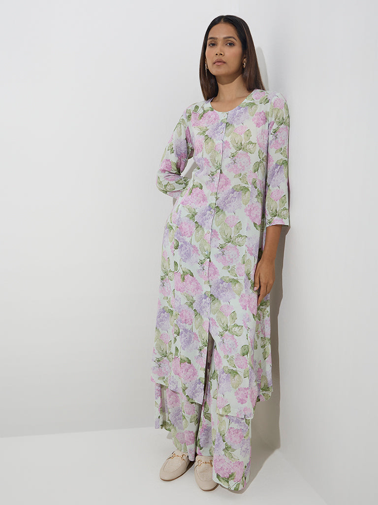 Zuba Multicolour Floral Design Palazzos