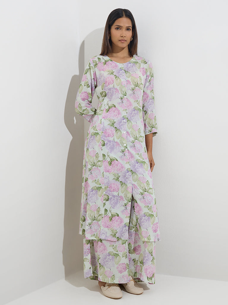 Zuba Multicolour Floral Printed A-Line Kurta