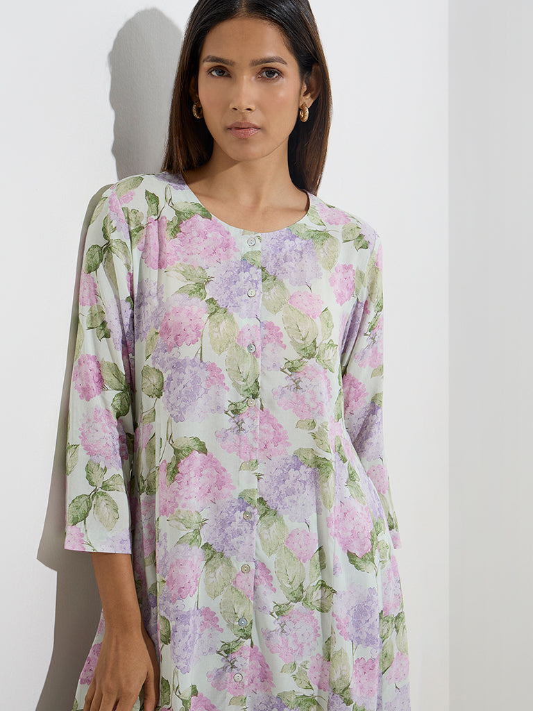 Zuba Multicolour Floral Printed A-Line Kurta