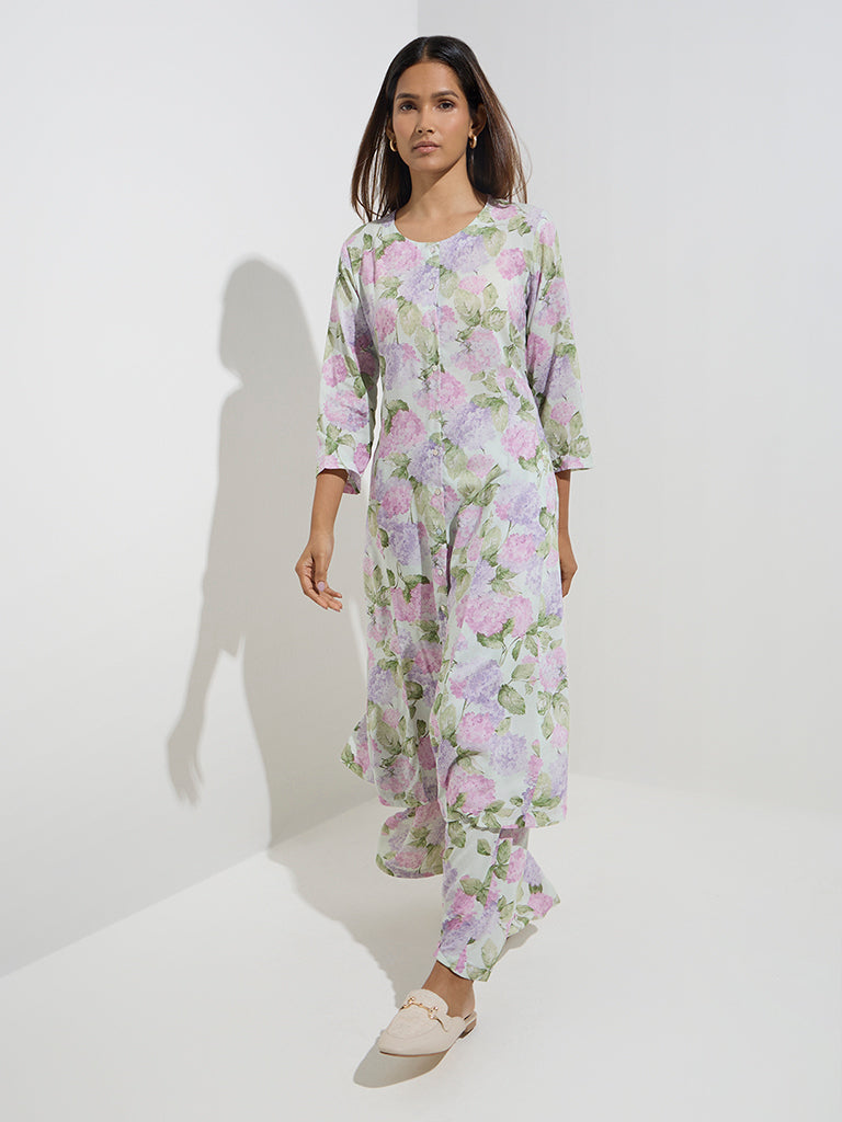 Zuba Multicolour Floral Printed A-Line Kurta