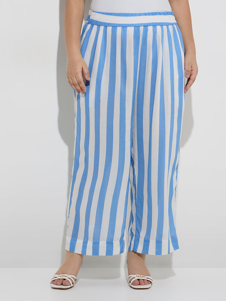 Diza Blue Stripe Printed Ethnic Pants