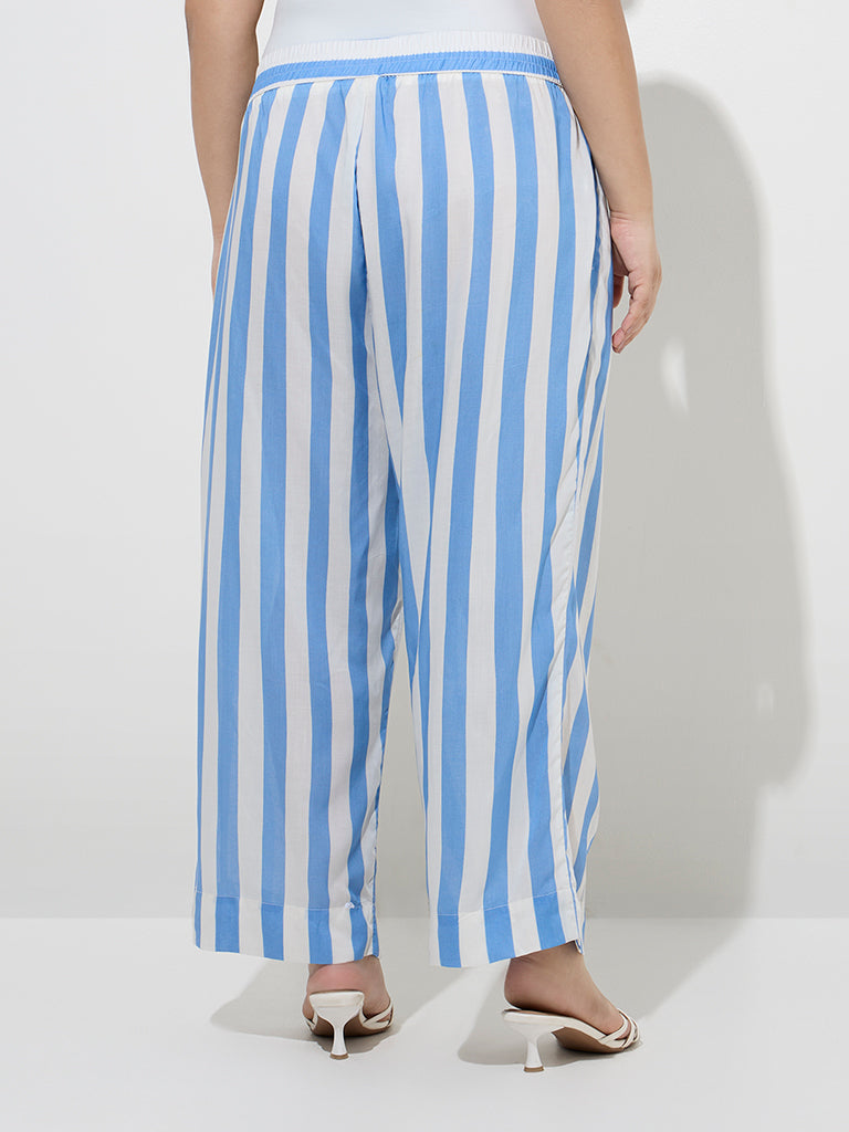 Diza Blue Stripe Printed Ethnic Pants
