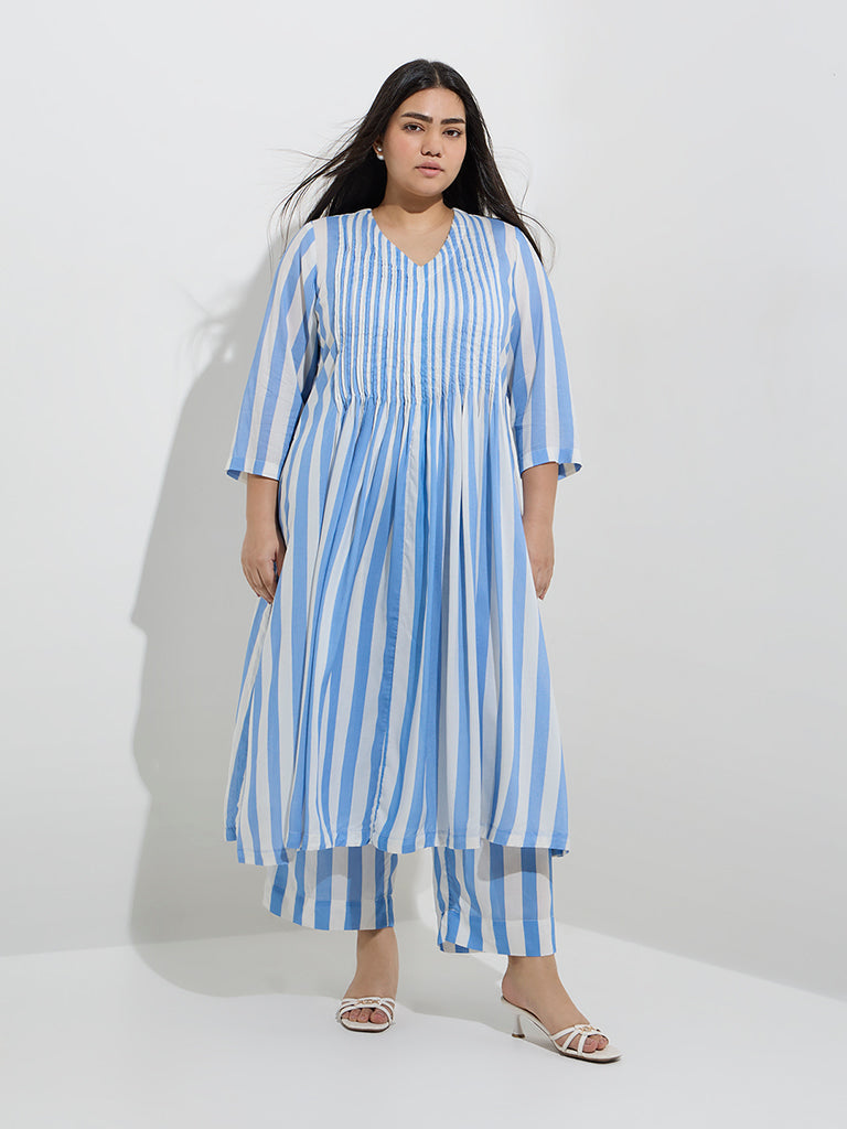 Diza Blue Stripe Printed Ethnic Pants