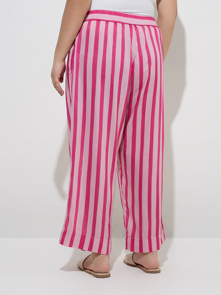 Diza Pink Stripe Patterned Ethnic Pants