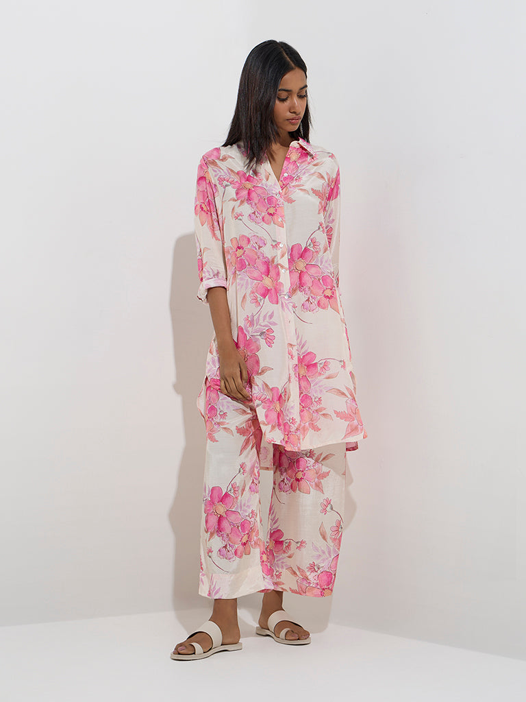 Utsa Multicolour Foliage Design Cotton Palazzos