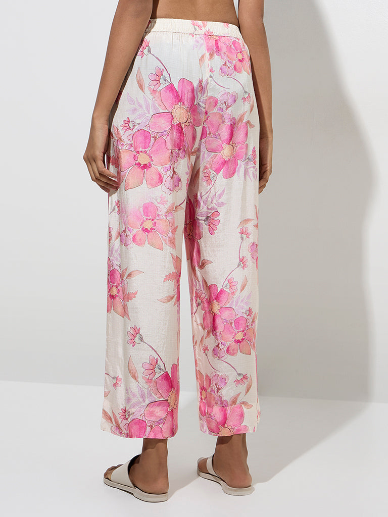 Utsa Multicolour Foliage Design Cotton Palazzos