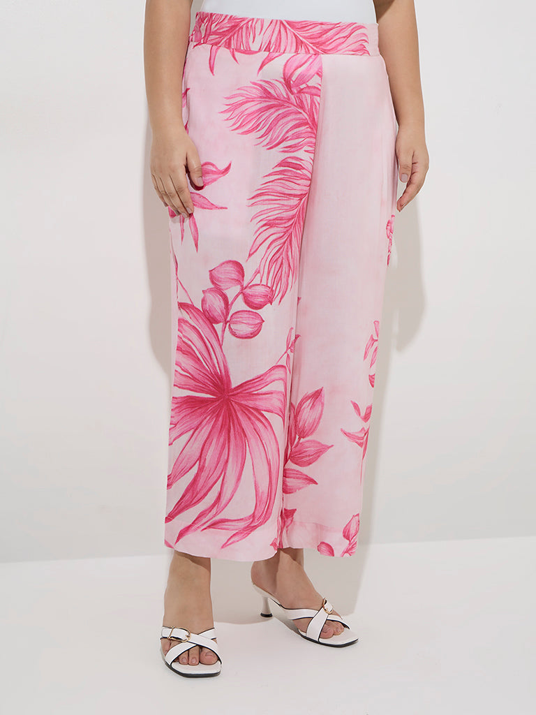 Diza Pink Foliage-Inspired Ethnic Pants