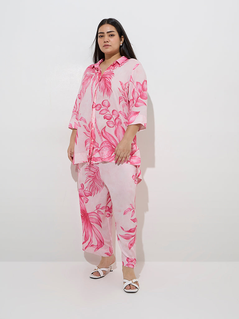 Diza Pink Foliage-Inspired Ethnic Pants