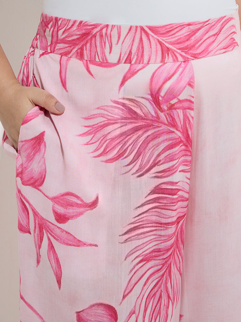 Diza Pink Foliage-Inspired Ethnic Pants