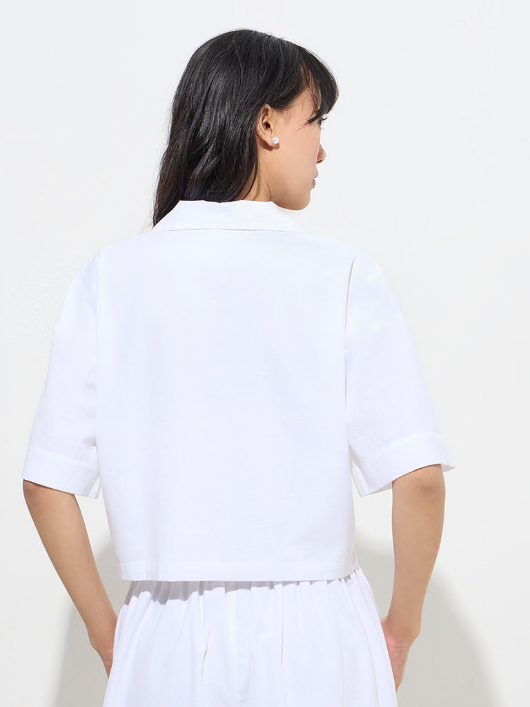 Bombay Paisley Ivory Bird Design Cotton-Blend Shirt