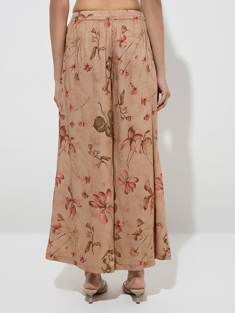 Zuba Brown Botanical Design Palazzos