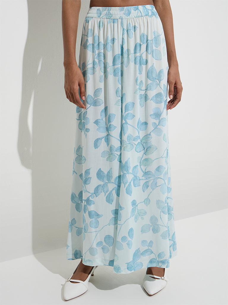 Zuba Blue Botanical Printed Palazzos