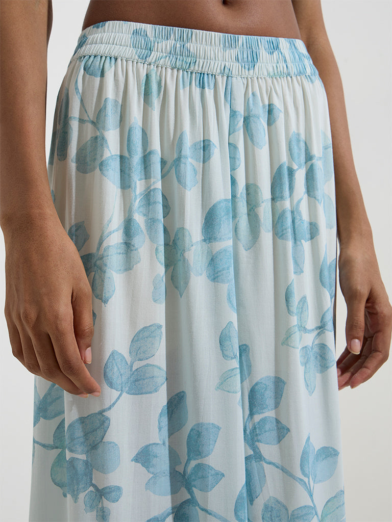 Zuba Blue Botanical Printed Palazzos