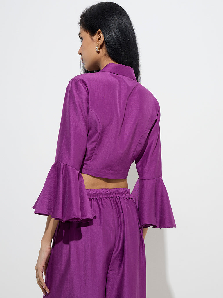 Vark Plum Embellished Ethnic Top