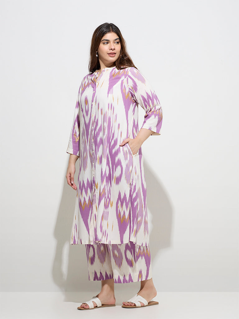 Diza Purple Ikat Design A-Line Kurta
