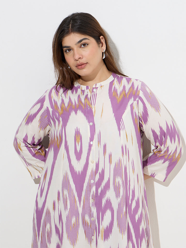 Diza Purple Ikat Design A-Line Kurta