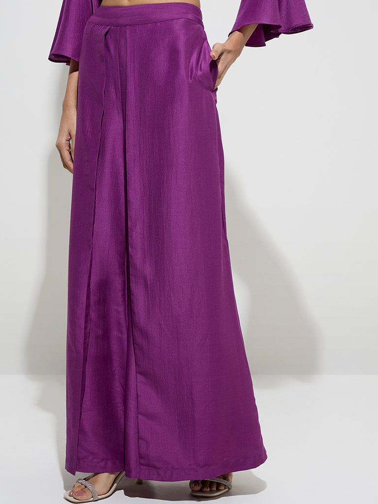 Vark Plum Solid Palazzos