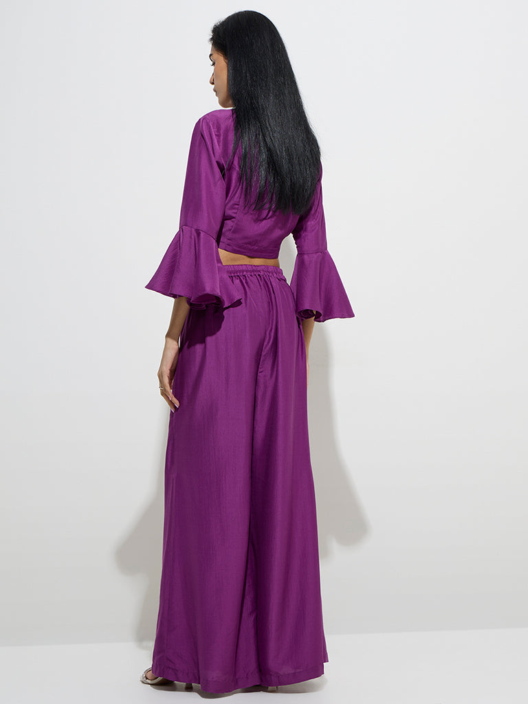 Vark Plum Solid Palazzos