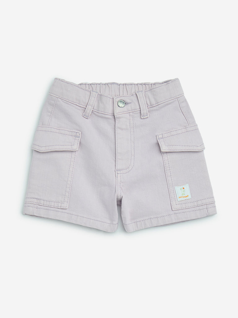 HOP Kids Lilac High-Rise Denim Shorts