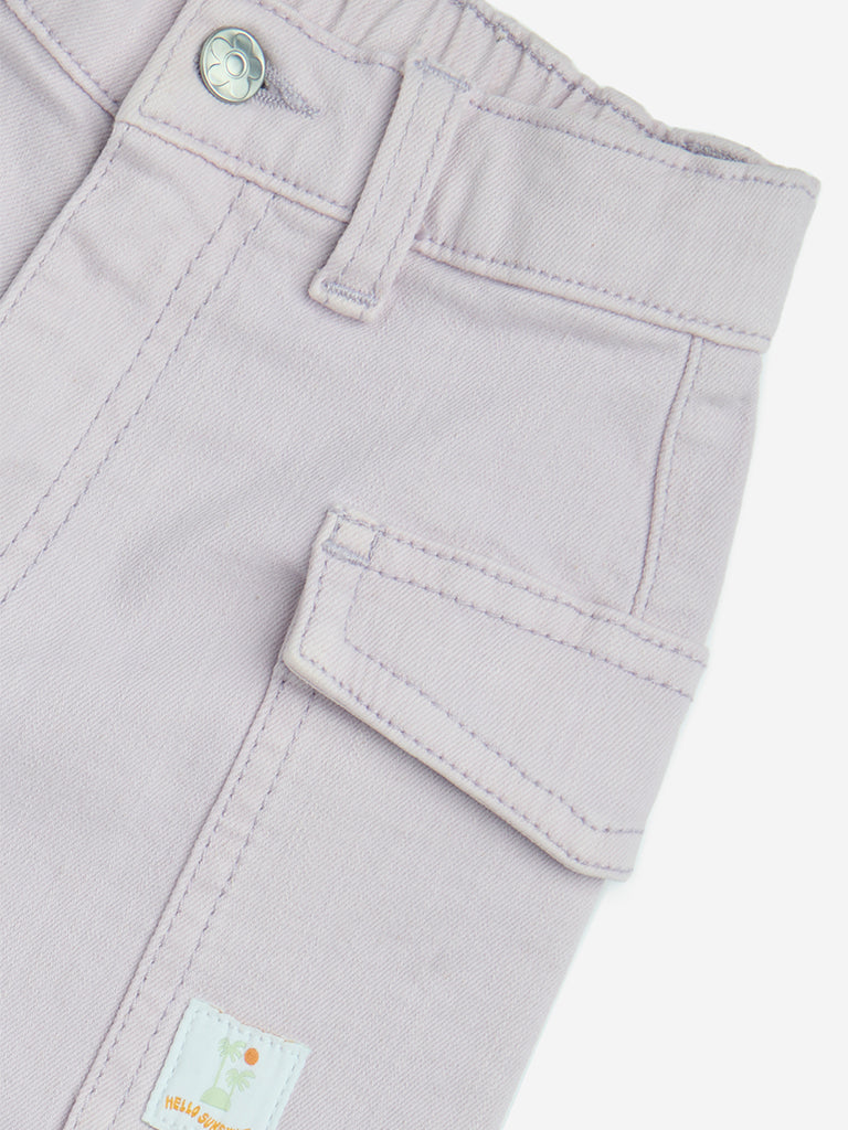 HOP Kids Lilac High-Rise Denim Shorts
