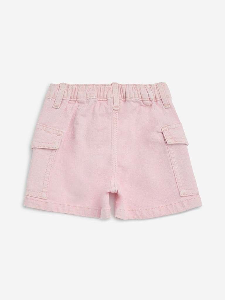 HOP Kids Pink High-Rise Denim Shorts