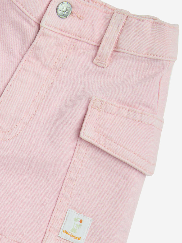 HOP Kids Pink High-Rise Denim Shorts