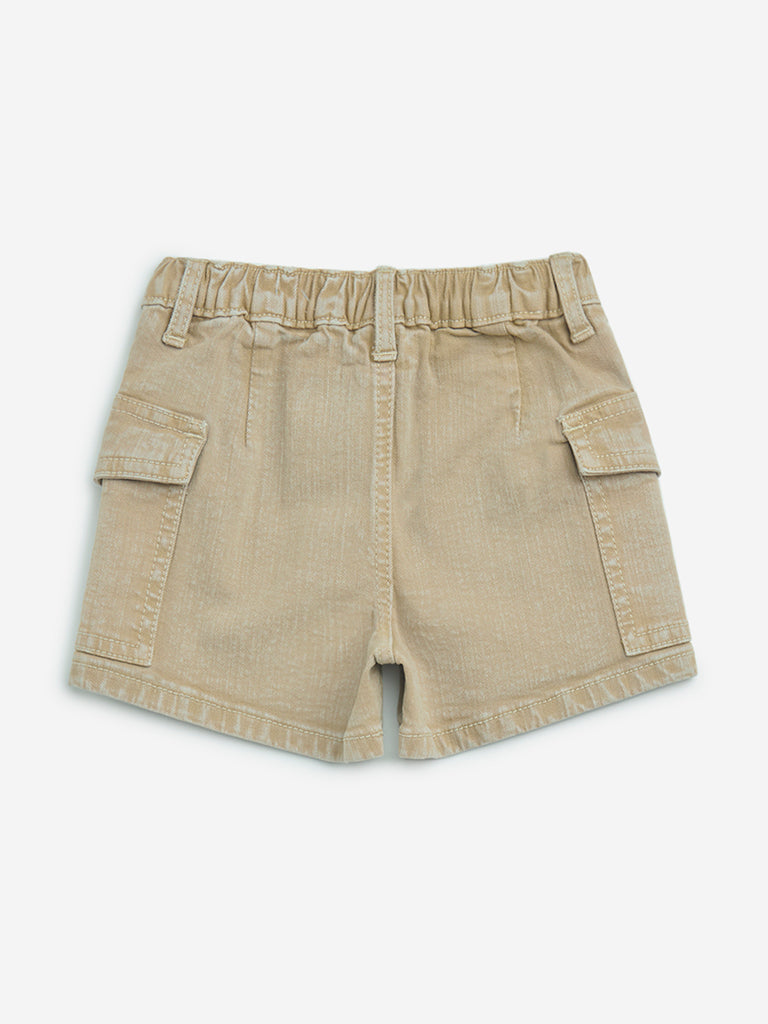 HOP Kids Taupe High-Rise Denim Shorts