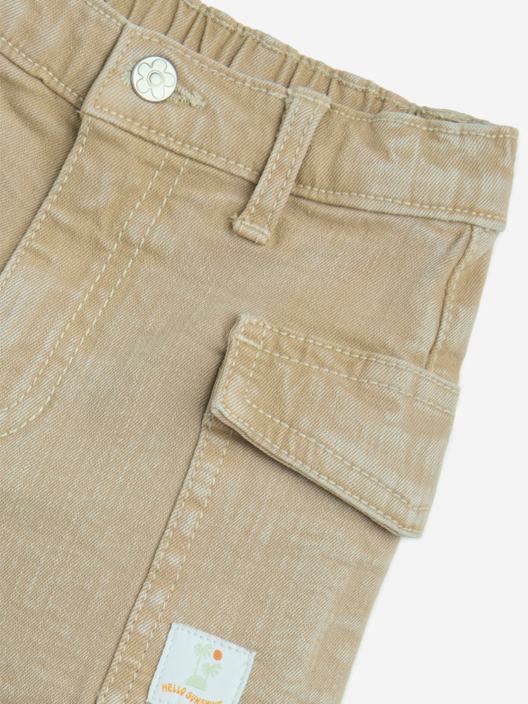 HOP Kids Taupe High-Rise Denim Shorts