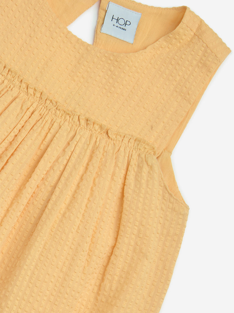 HOP Kids Orange Tropical-Inspired A-Line Cotton Dress