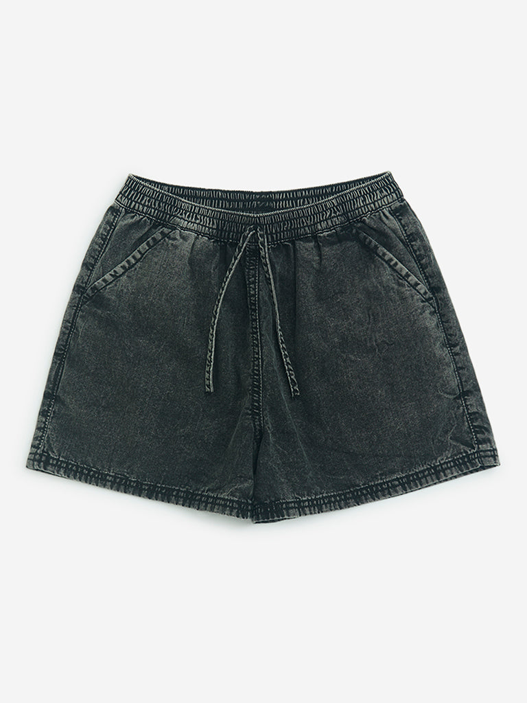 Y&F Kids Charcoal High-Rise Denim Shorts