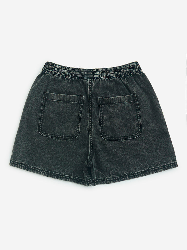 Y&F Kids Charcoal High-Rise Denim Shorts