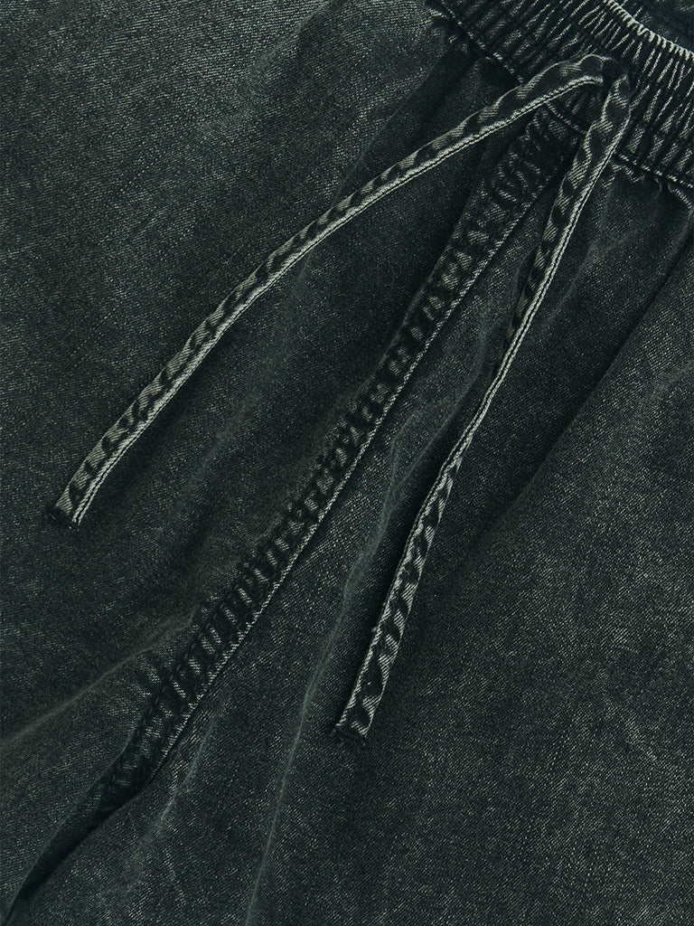 Y&F Kids Charcoal High-Rise Denim Shorts