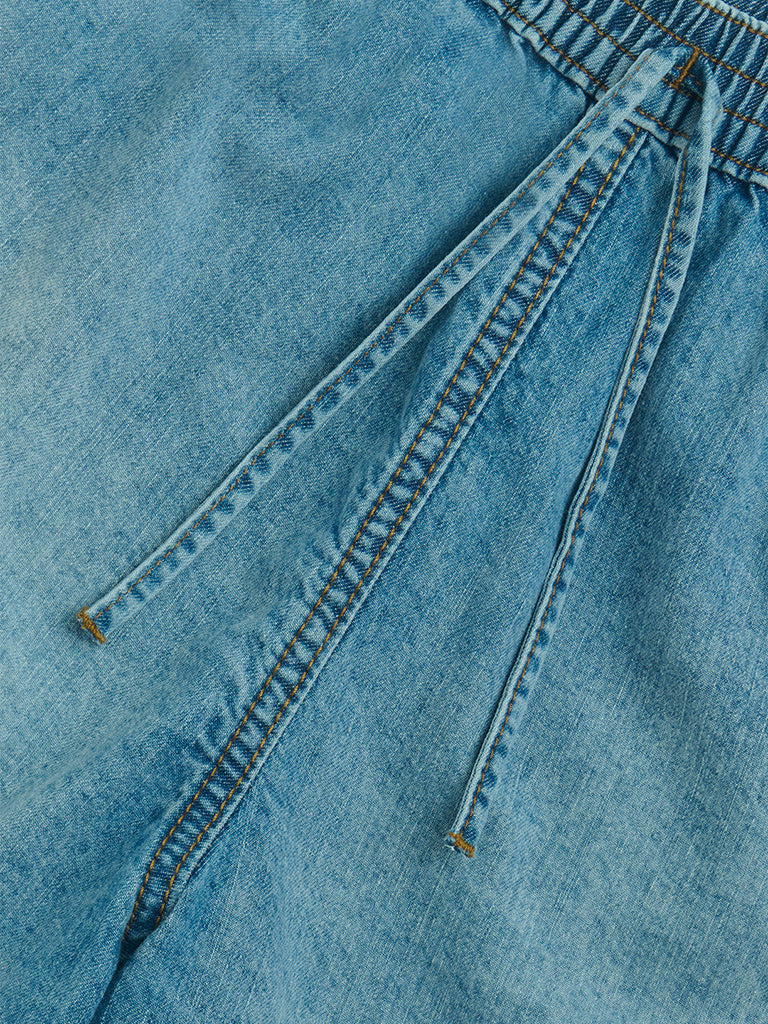 Y&F Kids Blue High-Rise Denim Shorts