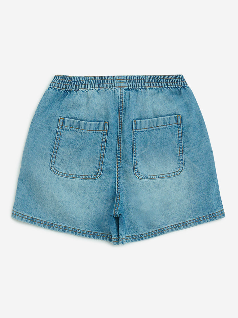 Y&F Kids Blue High-Rise Denim Shorts