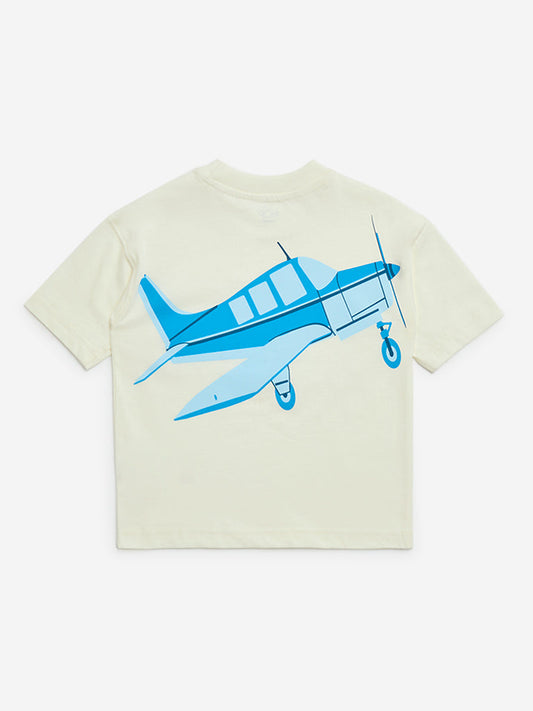 HOP Kids Off-White Printed Cotton T-Shirt