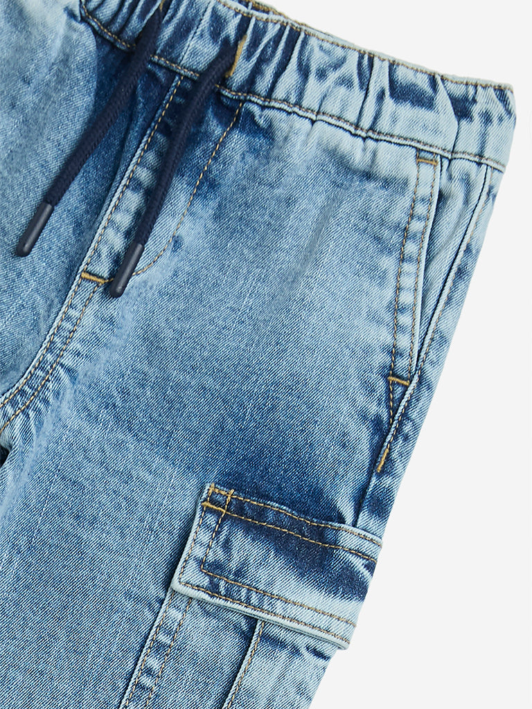HOP Kids Blue Relaxed-Fit Mid-Rise Jeans
