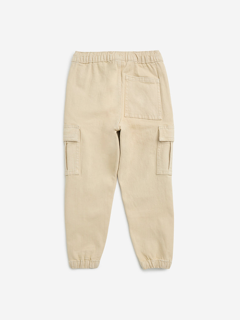 HOP Kids Beige Relaxed-Fit Mid-Rise Jeans
