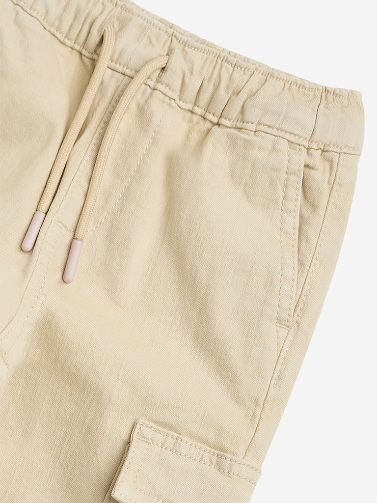 HOP Kids Beige Relaxed-Fit Mid-Rise Jeans