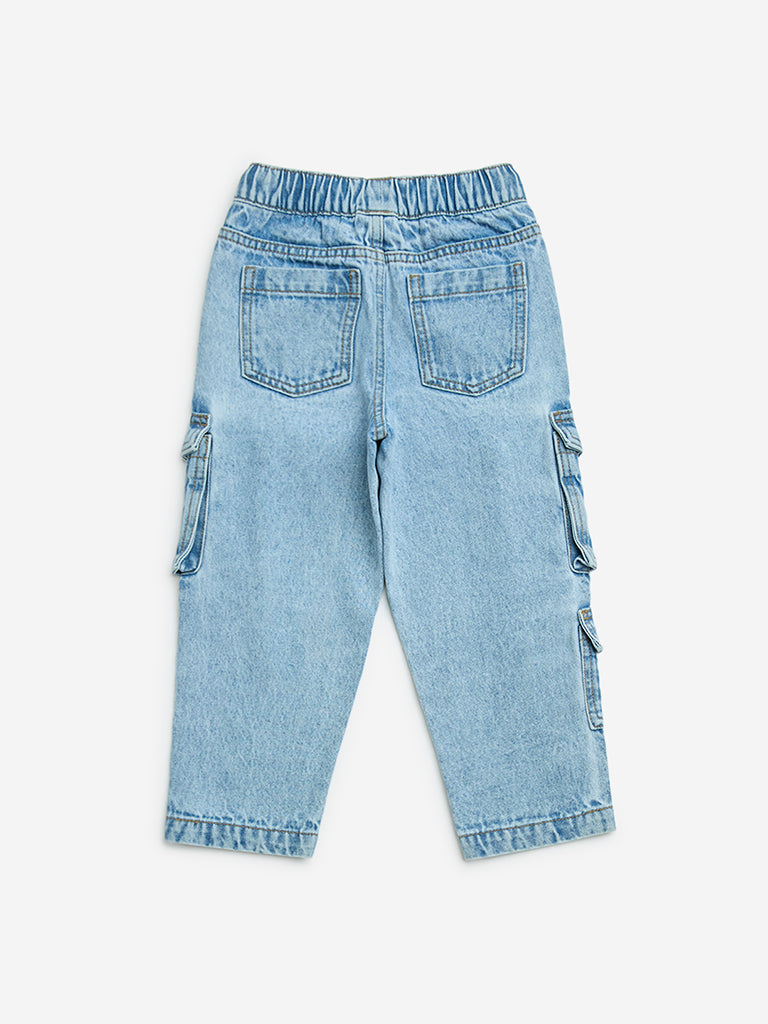 HOP Kids Light Blue Straight-Fit Mid-Rise Jeans