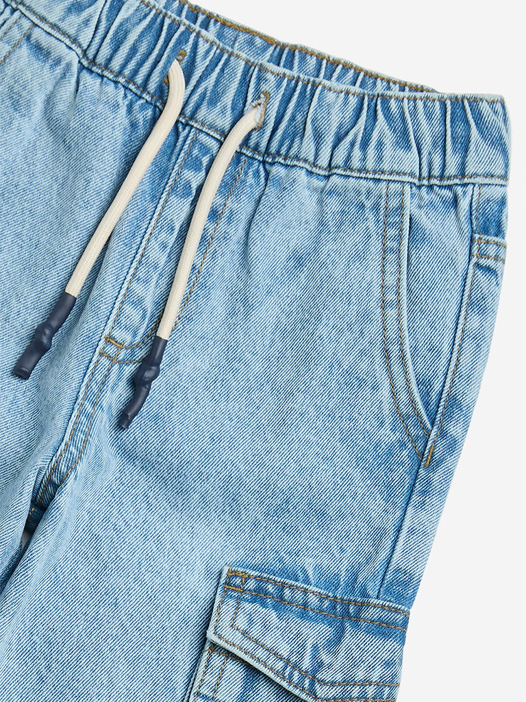 HOP Kids Light Blue Straight-Fit Mid-Rise Jeans