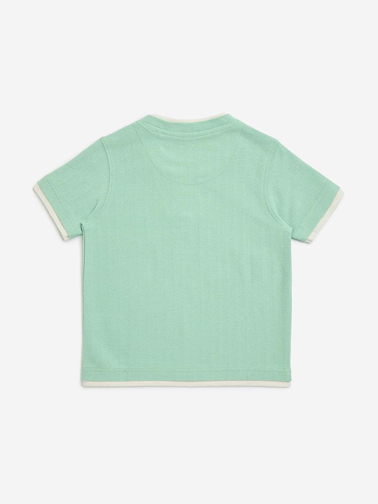 HOP Kids Sage Embroidered Cotton T-Shirt